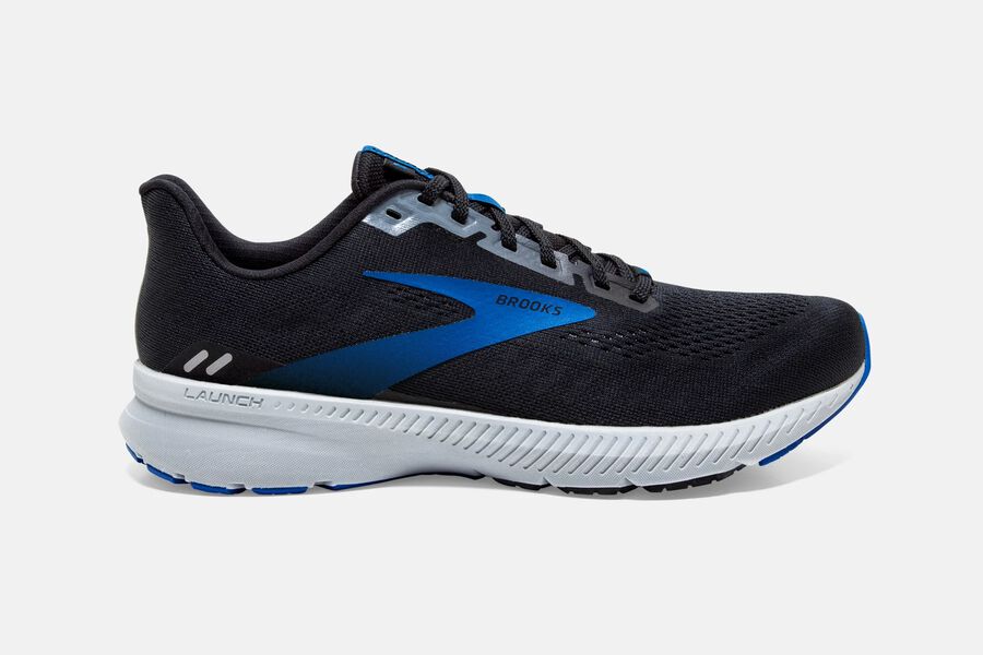 Launch 8 Road Brooks Running Shoes NZ Mens - Black/Grey/Blue - LOCVDA-047